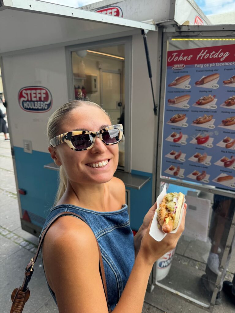 Hotdog stand in Copenhagen serving traditional Danish hotdogs