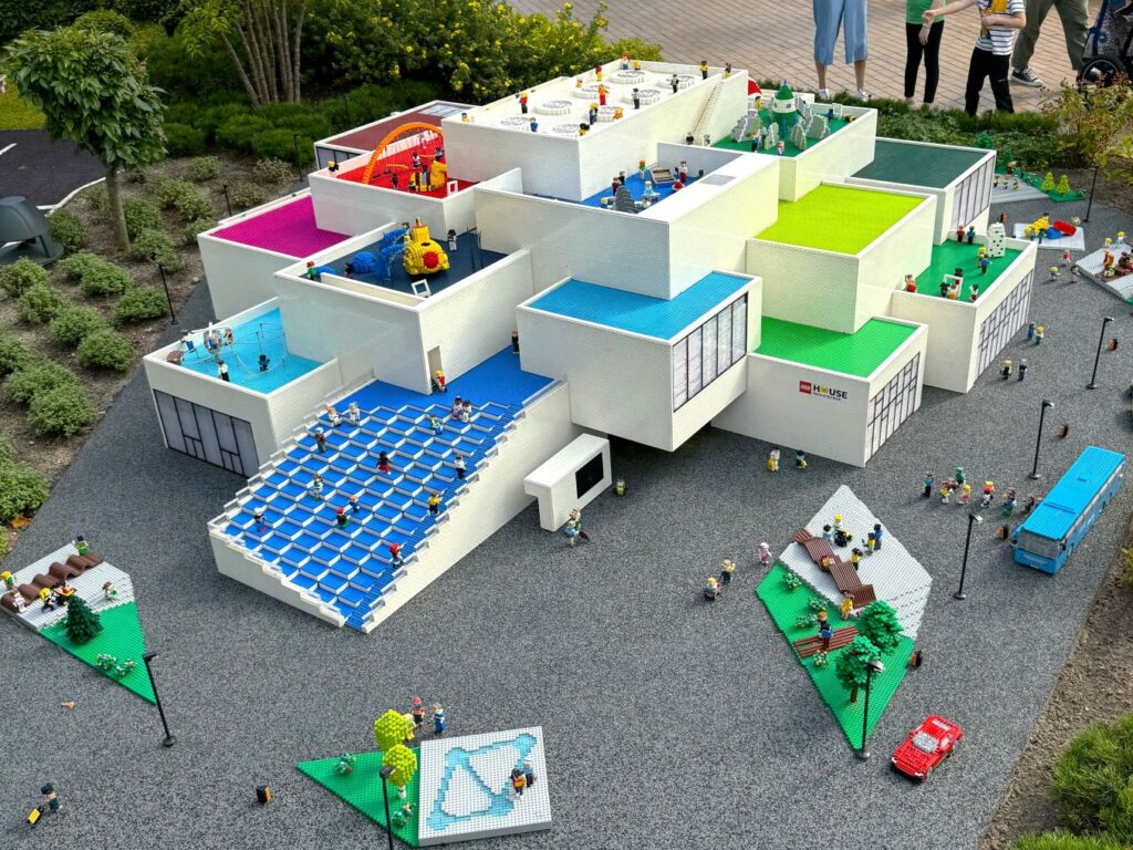 Lego House in Billund, Denmark made out of Lego bricks at a 1:40 scale