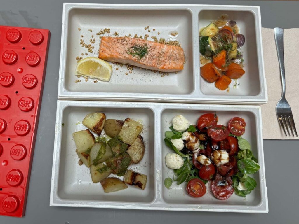 A prepared meal at Mini Chef restaurant at Lego House